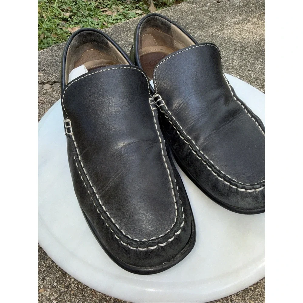 Ecco Men's Leather Loafers Walking Shoes Arch Support Black 42 US 8-81/2 WORN IN